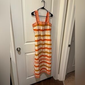 NWT Spartina 449 Orange and Gold Striped Maxi Dress